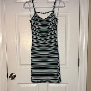 Cotton On Black and Green Striped Mini Dress